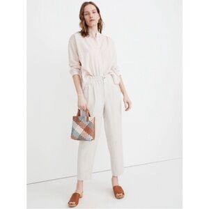 Madewell Linen Blend Track Trousers Cream Casual Coastal Lagenlook Sz Large